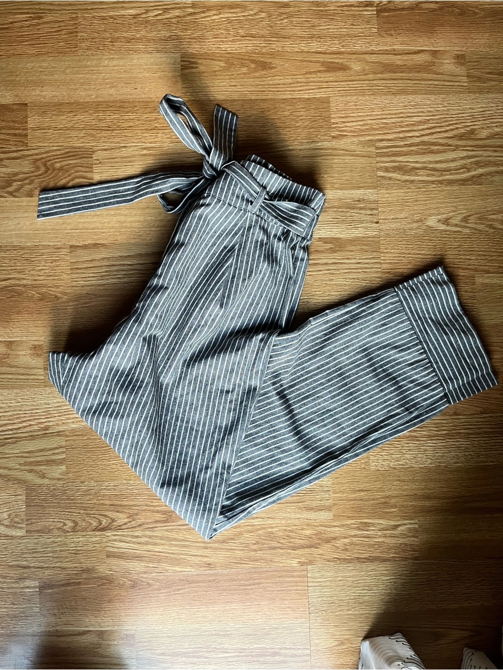 Striped Tie-Waist Wide-Leg Pants
